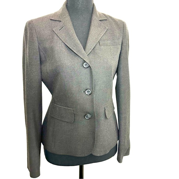DKNY City | Gray Green Lined Three Button Long Sleeve Career Suit Coat Jacket 2P - Picture 1 of 14
